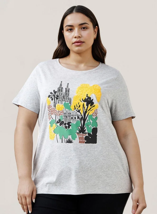 Ulla Popken Plus Size Ulla Popken Printed T-shirt
